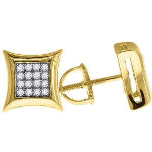 925 Sterling Silver Yellow-Tone Unisex Cubic Zirconia Kite Stud Earrings