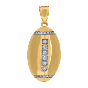 10kt Two-Tone Gold Mens Cubic Zirconia Football/Rugby Sports Charm Pendant