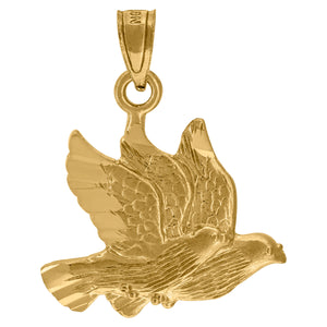 10kt Yellow Gold Diamond-cut Unisex Birds Ht:22.5mm x W:18.4mm Animal Charm Pendant