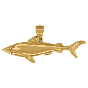 10kt Yellow Gold Unisex Shark Ht:19.3mm x W:44.6mm Animal Charm Pendant