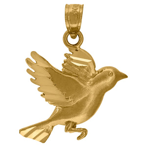 10kt Yellow Gold Unisex Bird Ht:23.3mm x W:16.8mm Animal Charm Pendant