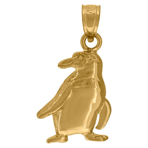 10kt Yellow Gold Unisex Penguin Bird Ht:21.4mm x W:11.6mm Animal Charm Pendant