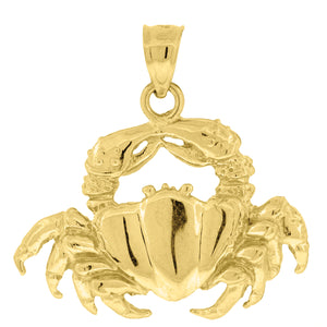 10kt Yellow Gold Diamond-cut Unisex Crab Ht:26.2mm x W:26.5mm Animal Charm Pendant
