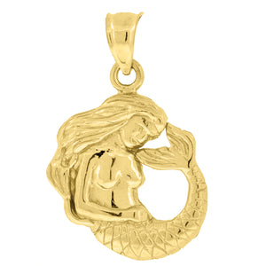 10kt Yellow Gold Womens Sea Mermaid Charm Pendant