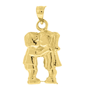 10kt Yellow Gold Unisex Boy And Girl Kissing Charm Pendant