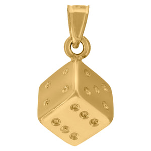 10kt Yellow Gold Mens Dice Ht:18.1mm x W:9.6mm Gambling Charm Pendant