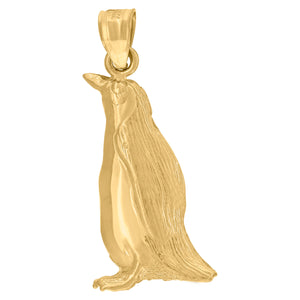 10kt Yellow Gold Unisex Sea Penguin Animal Charm Pendant