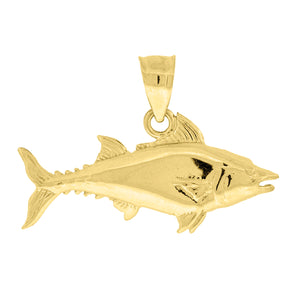 10kt Yellow Gold Unisex Fish Ht:17.7mm x W:26.1mm Animal Charm Pendant
