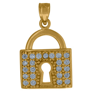 10kt Yellow Gold Mens Cubic Zirconia Cubic-zirconia Charm Pendant