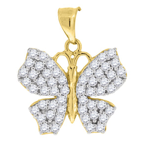 10kt Yellow Gold Womens Cubic Zirconia Cubic-zirconia Butterfly Nature Charm Pendant