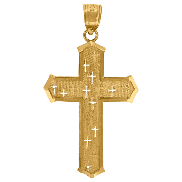 10kt Yellow Gold Mens Women Textured Cross Religious Charm Pendant