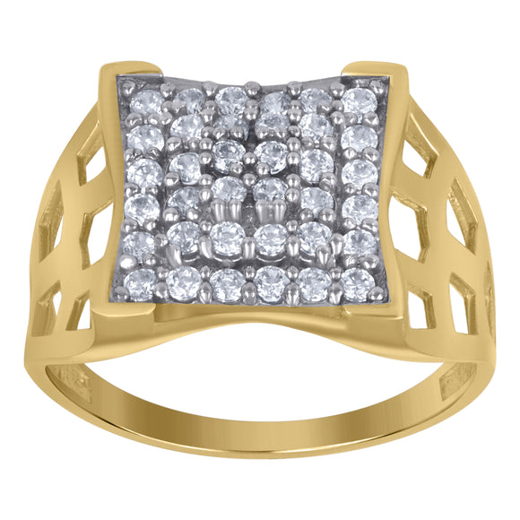 10kt Two-tone Gold Mens Cubic Zirconia Engagement Ring