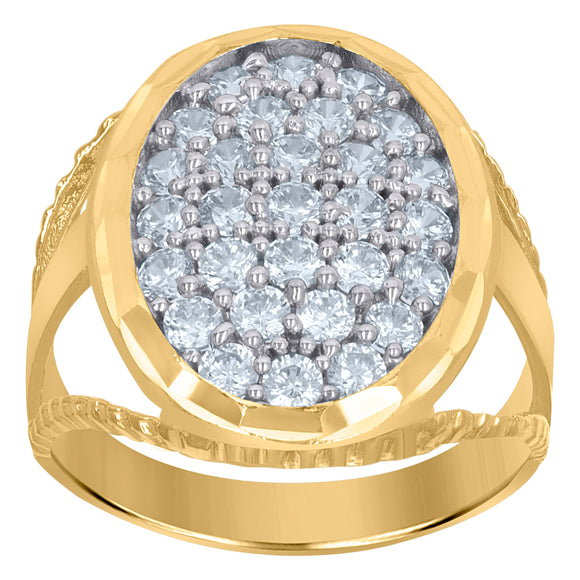 10kt Two-tone Gold Mens Cubic Zirconia DC Hexagon Engagement Ring