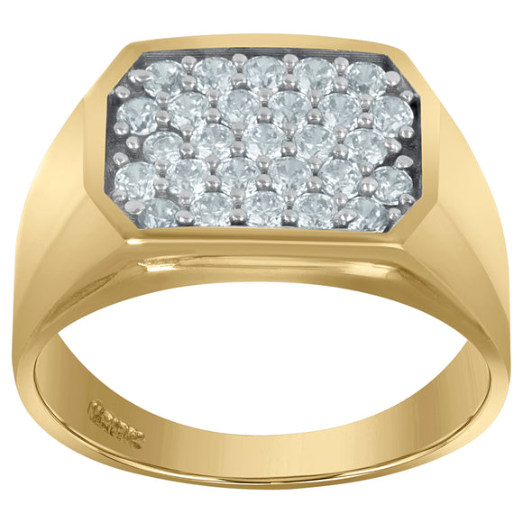 10kt Two-tone Gold Mens Round Cubic Zirconia Engagement Ring