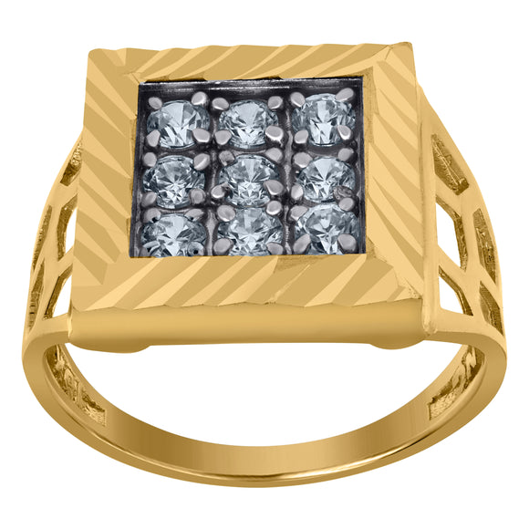 10kt Two-tone Gold Mens Cubic Zirconia CZ Cluster DC Square Ring