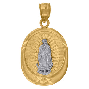 10kt Yellow Gold Unisex Diamond -cut Lady of Guadalupe Religious Charm Pendant