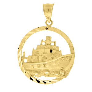 10kt Yellow Gold Mens Diamond-cut Sailboat Charm Pendant