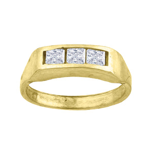 10kt Yellow Gold Childs Princess Cut Cubic Zirconia CZ Baby Band Ring