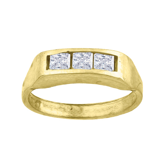 10kt Yellow Gold Childs Princess Cut Cubic Zirconia CZ Baby Band Ring
