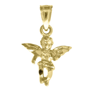 10kt Yellow Gold Diamond-cut Womens Angel Ht:18.1mm x W:11.1mm Religious Charm Pendant