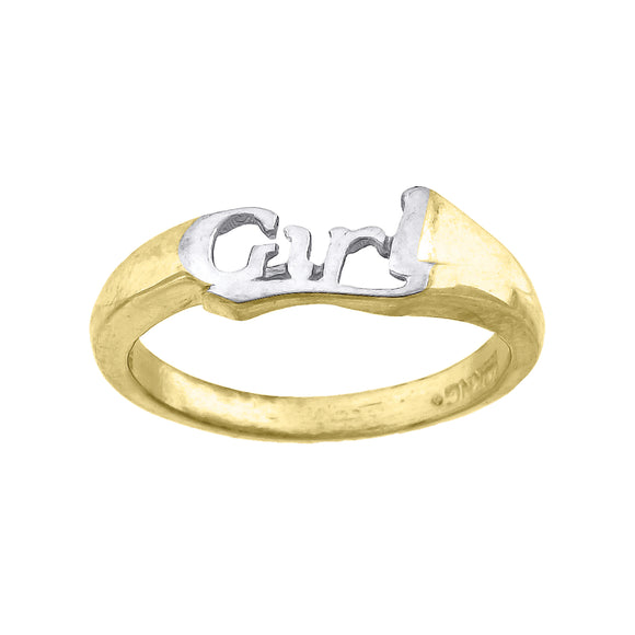 10kt Two-tone Gold Baby Girl Band Ring