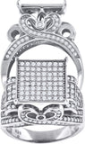 925 Sterling Silver Mens Cubic-Zirconia Square Head Fashion Ring Size 7