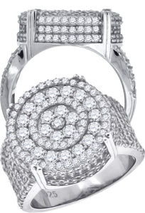 925 Sterling Silver Mens Cubic-Zirconia Round Head Fashion Ring Size 6