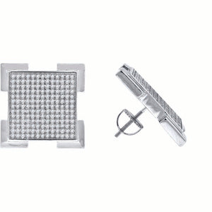 925 Sterling Silver Unisex Cubic Zirconia Square Stud Earrings