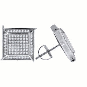 925 Sterling Silver Unisex Cubic Zirconia Square Stud Earrings