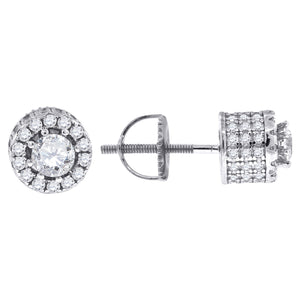925 Sterling Silver Womens Cubic Zirconia Round Halo Stud Earrings