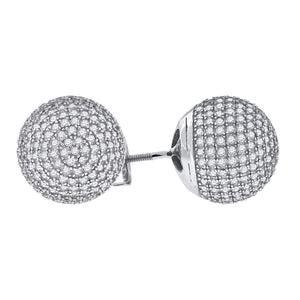 925 Sterling Silver Womens Cubic Zirconia Ball Stud Earrings