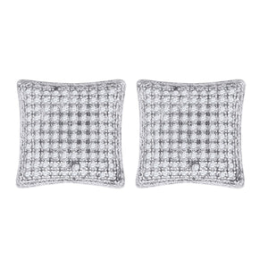 925 Sterling Silver Womens Cubic Zirconia Square Stud Earrings