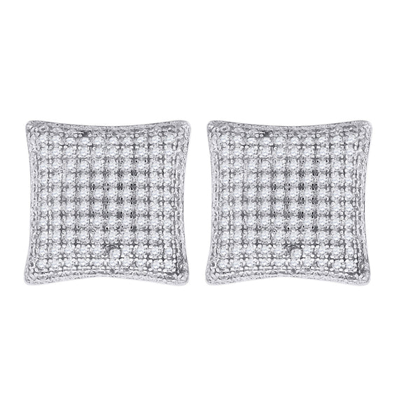 925 Sterling Silver Womens Cubic Zirconia Square Stud Earrings
