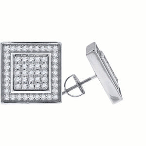 925 Sterling Silver Womens Cubic Zirconia Square Stud Earrings