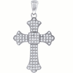 925 Sterling Silver Mens Cubic-Zirconia Cross Religious Charm Pendant