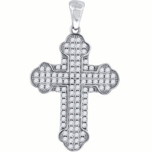 925 Sterling Silver Mens Cubic-Zirconia Cross Religious Charm Pendant