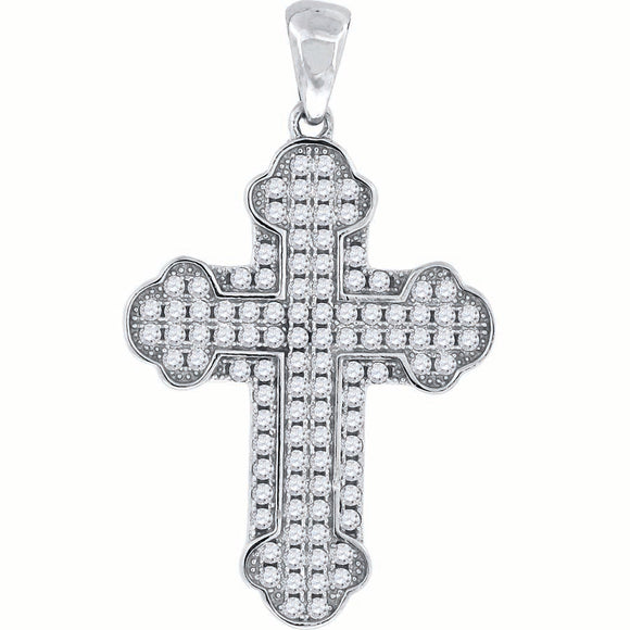 925 Sterling Silver Mens Cubic-Zirconia Cross Religious Charm Pendant