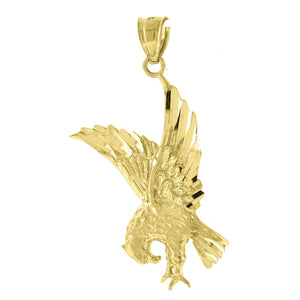 10kt Yellow Gold Diamond-cut Unisex Eagle Ht:37.2mm x W:19mm Animal Charm Pendant