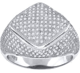 925 Sterling Silver Mens Cubic Zirconia Square Head Presidential Ring Size 12