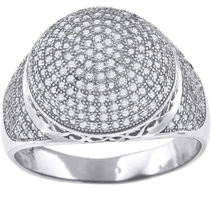 925 Sterling Silver Mens Cubic Zirconia Round Head Presidential Ring Size 10