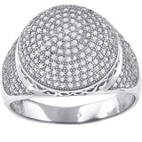 925 Sterling Silver Mens Cubic Zirconia Round Head Presidential Ring Size 10