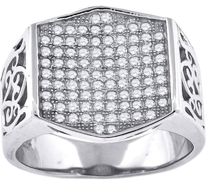 925 Sterling Silver Mens Cubic Zirconia Fashion Ring Size 10