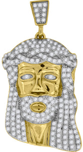 925 Sterling Silver Yellow-tone Mens CZ Jesus Religious Charm Pendant