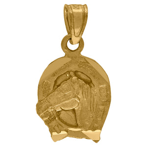 10kt Yellow Gold Womens Mens Unisex Animal Horse Head Shoe Goodluck Charm Pendant