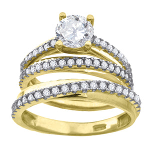 10kt Two-tone Gold Womens Cubic Zirconia Trio Ring Set
