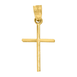 10kt Yellow Gold Unisex Cross Ht:21.7mm x W:11mm Religious Charm Pendant