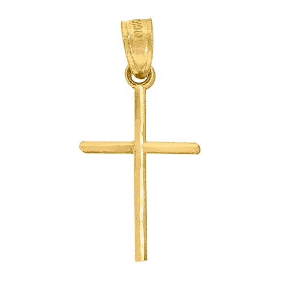 10kt Yellow Gold Unisex Cross Ht:21.7mm x W:11mm Religious Charm Pendant