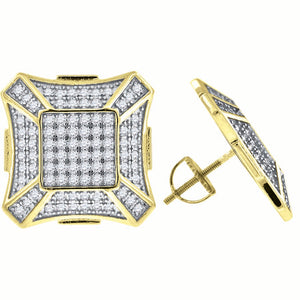 925 Sterling Silver Yellow-tone Womens Cubic Zirconia Square Stud Earrings