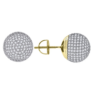 925 Sterling Silver Yellow-tone Womens Cubic Zirconia Ball Stud Earrings