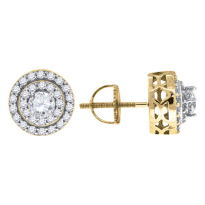 925 Sterling Silver Yellow-tone Womens Cubic Zirconia Round Halo Stud Earrings